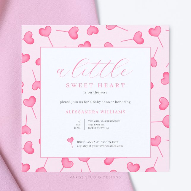 Inbjudan till lilla barnskor (Square 5.25-inch baby shower invitation is shown. Personalize and choose the corner and paper style.)