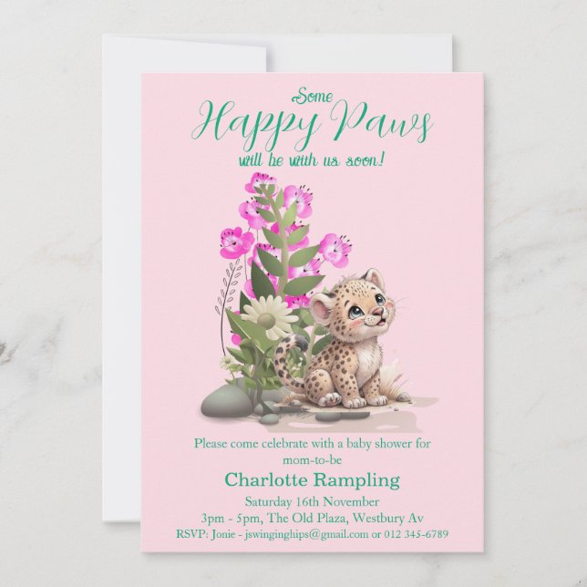 Inbjudan till lilla leopard Baby Shower (Framsida)