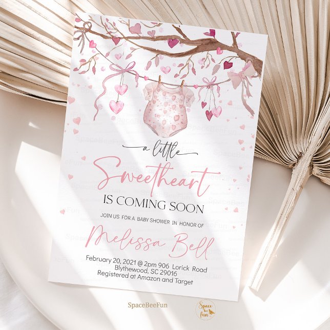 Inbjudan till lilla lilla lilla barnvakt, Valentin (baby shower invitation, valentine baby shower, little sweetheart baby shower, baby shower card, prin)