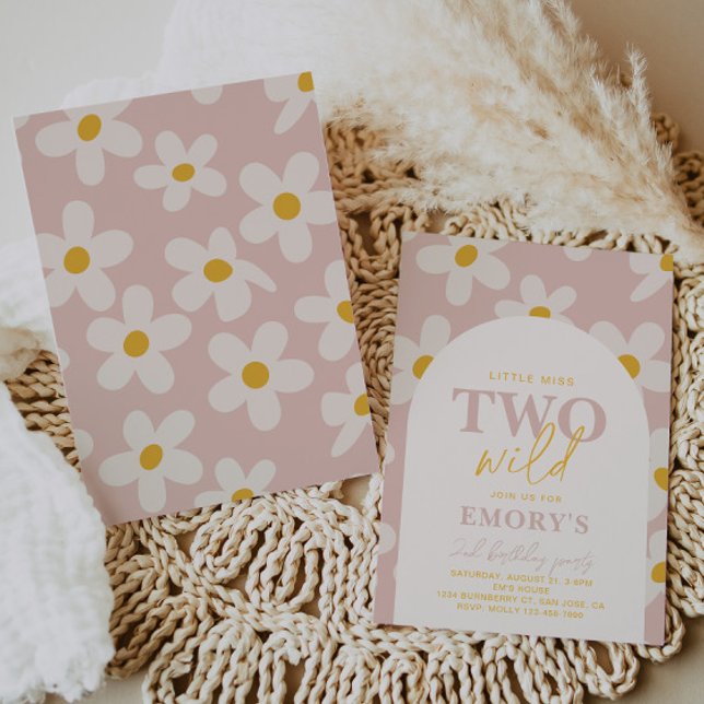 Inbjudan till lilla Miss Two-Vilden | Retro Flower (Skapare uppladdad)