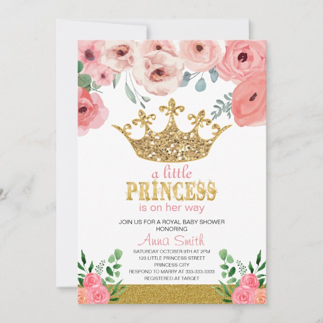 inbjudan till lilla prinsessan Baby Shower (Framsida)