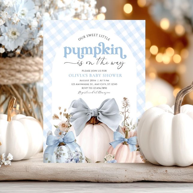 Inbjudan till lilla Pumpkin Blue Boy Baby Shower (Skapare uppladdad)