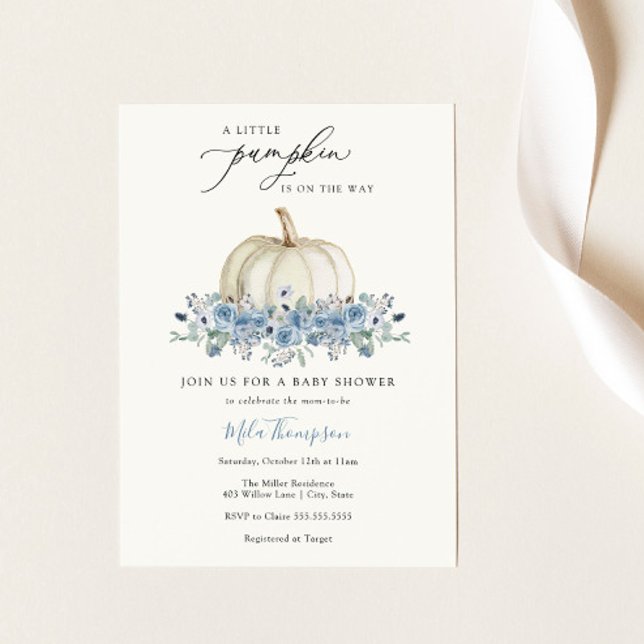 Inbjudan till lilla Pumpkin Blue Boy Baby Shower (Skapare uppladdad)