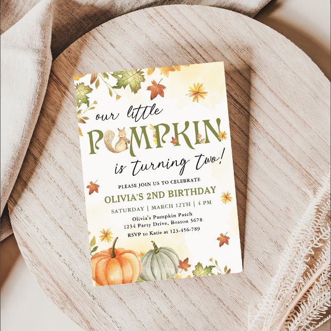 Inbjudan till lilla pumpkin för andra födelsedagen (Skapare uppladdad)