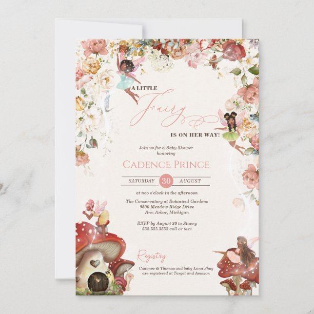 Inbjudan till lille Fairy Garden Bloom Flicka-dusc (Framsida)