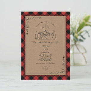 Inbjudan till Line Art Buffalo Play Mountain Weddi