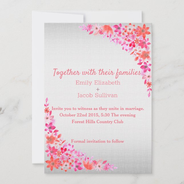Inbjudan till Linen Daisy Lime Green Nature Weddin (Framsida)