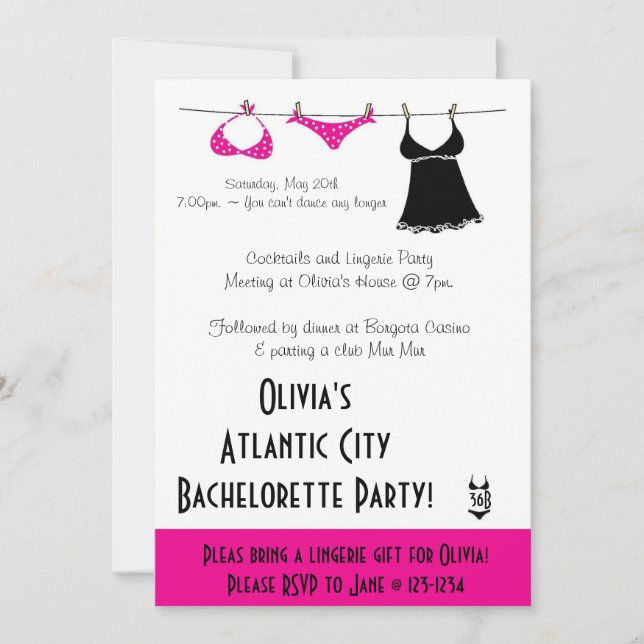 Inbjudan till Lingerie Bachelorette (Framsida)