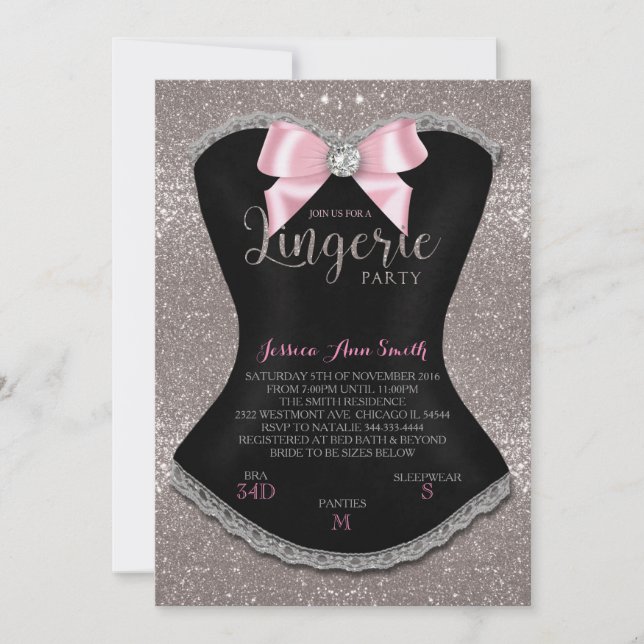 Inbjudan till Lingerie Party silver (Framsida)