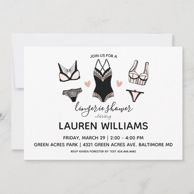 Inbjudan till Lingerie Shower (Framsida)
