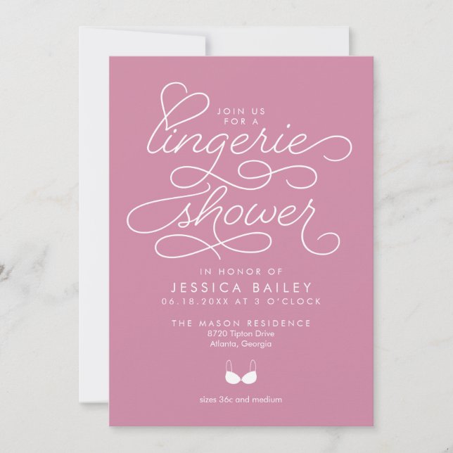 Inbjudan till Lingerie Shower med Elegant Script (Framsida)