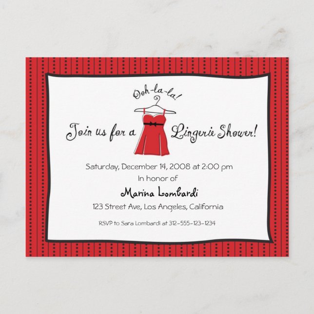 Inbjudan till Lingerie Shower Vykort (Framsida)