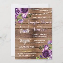 Inbjudan till Lingerie Shower Wood Lila blommor