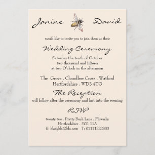 inbjudan till Little Bee Rustic Wedding