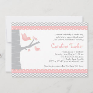 Inbjudan till Little Bird Baby Shower - Rosa och G