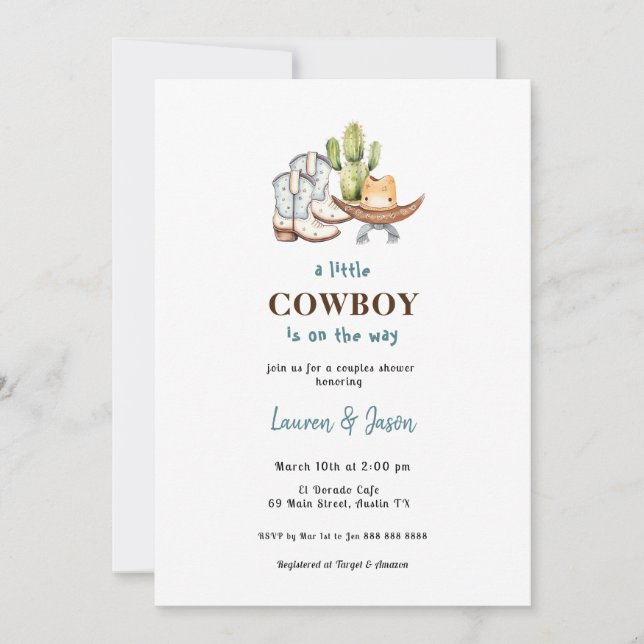 Inbjudan till Little Cowboy Baby Shower (Framsida)