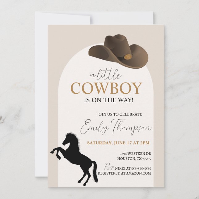 Inbjudan till Little Cowboy Baby Shower (Framsida)