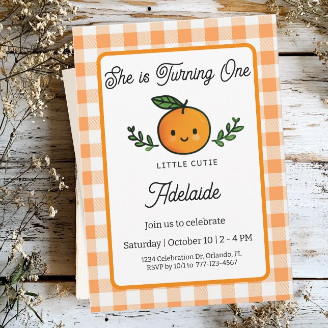 Inbjudan till Little Cutie 1-års födelsedags kort (Little Cutie Collection)