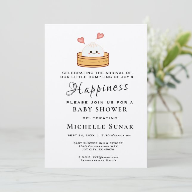 Inbjudan till Little Dumpling Girl Rosa Baby Showe (Stående Fram)