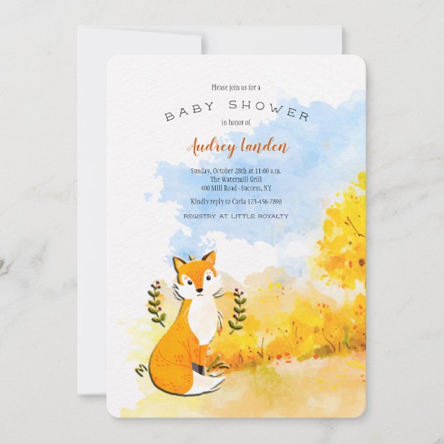 Inbjudan till Little Fox Baby Shower (Framsida)