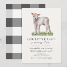 inbjudan till Little Lamb Barns födelsedag