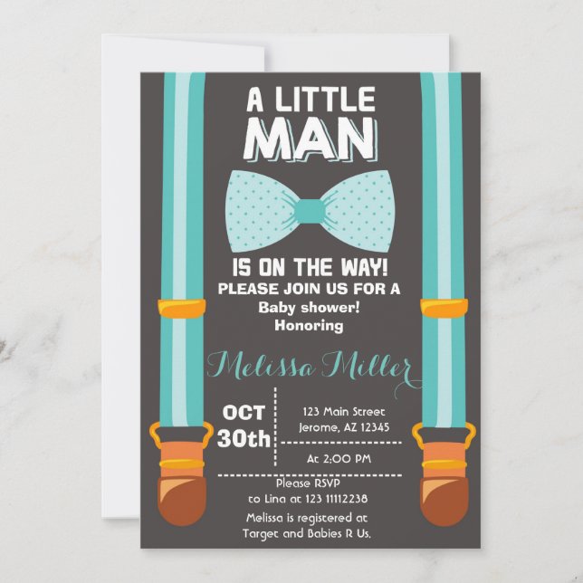 inbjudan till Little Man Baby Shower (Framsida)