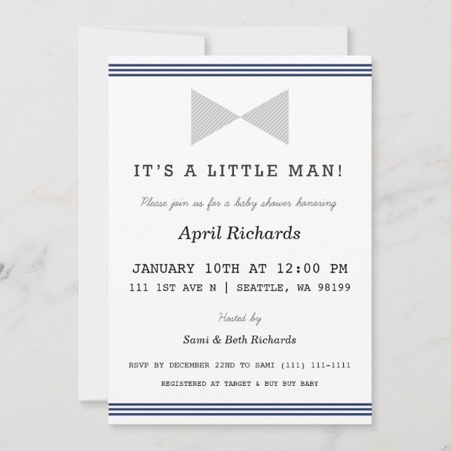 inbjudan till Little Man Baby Shower (Framsida)