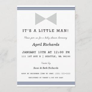 inbjudan till Little Man Baby Shower