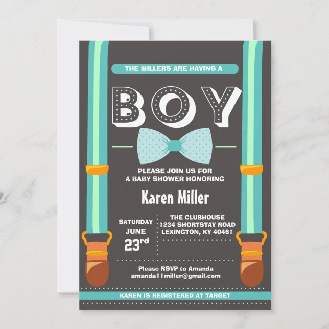inbjudan till Little Man Baby Shower (Framsida)