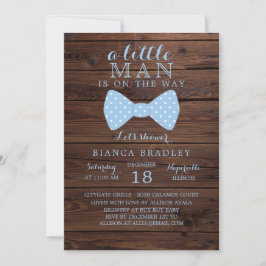 inbjudan till Little Man Baby Shower | Trä Bow Tie