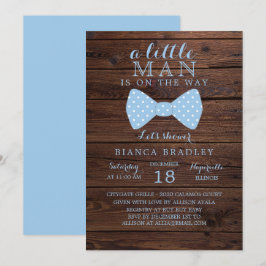 inbjudan till Little Man Baby Shower | Trä Bow Tie