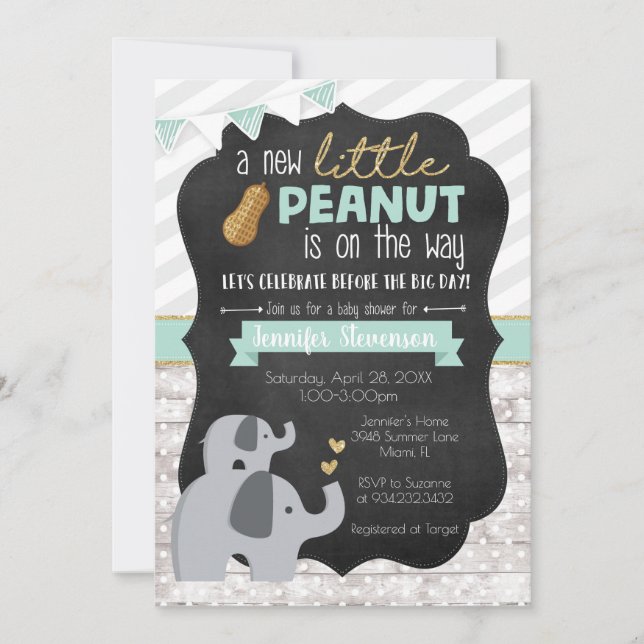 Inbjudan till Little Peanut Baby Shower (Framsida)