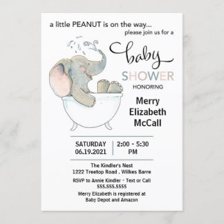 Inbjudan till Little Peanut Elephant Baby Shower