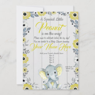 Inbjudan till Little Peanut Gult Rustic Baby Showe
