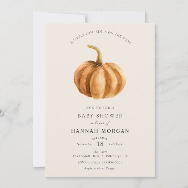 inbjudan till Little Pumpkin Baby Shower (Framsida)