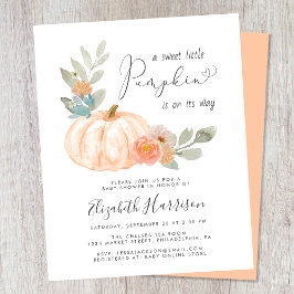 Inbjudan till Little Pumpkin Watercolor Baby Showe