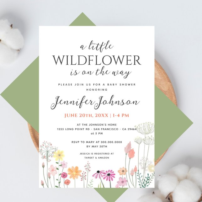 Inbjudan till Little Wildblomma Simple Baby Shower (Skapare uppladdad)