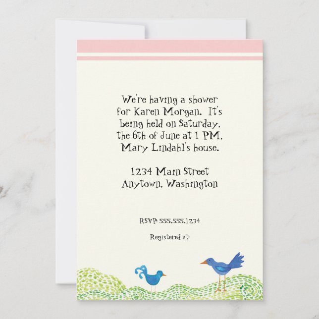 Inbjudan till livets träd Whimsical Girl Baby Show (Framsida)