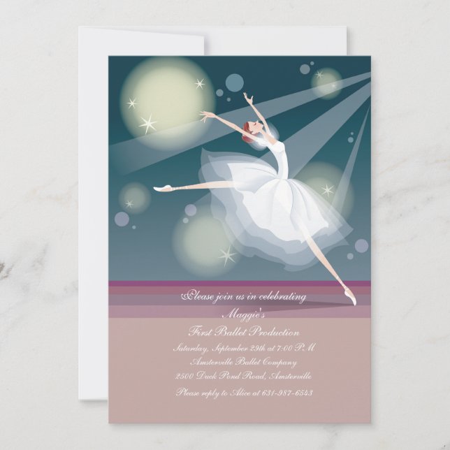 Inbjudan till livlig Ballerina (Framsida)