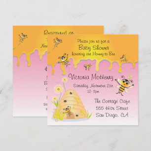 Inbjudan till ljuddämpare för Cute Bee HIve Flicka