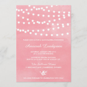 Inbjudan till Ljus Rosa Quinceañera