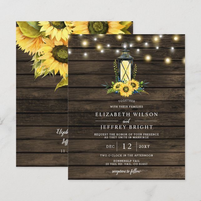 Inbjudan till Ljus-solblommor i budgetsträngen (Fram/baksida)