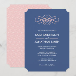 Inbjudan till ljust rosa och Denim Blue Wedding