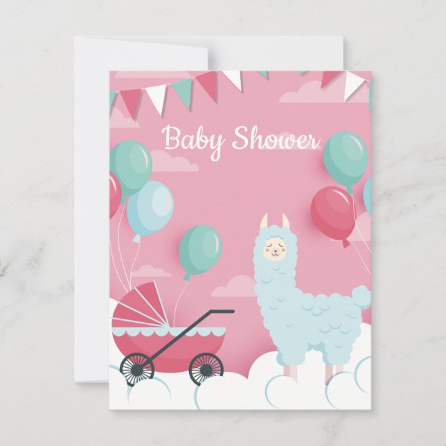 Inbjudan till Llama Baby Shower (Framsida)