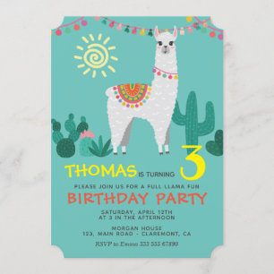 Inbjudan till Llama Birthday Boy