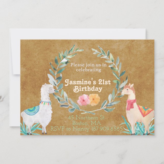 Inbjudan till Llama födelsedag (Framsida)