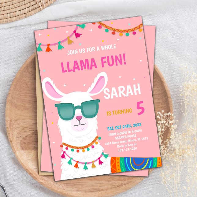 Inbjudan till Llama-födelsedagsdagen (Llama Birthday Invitations)