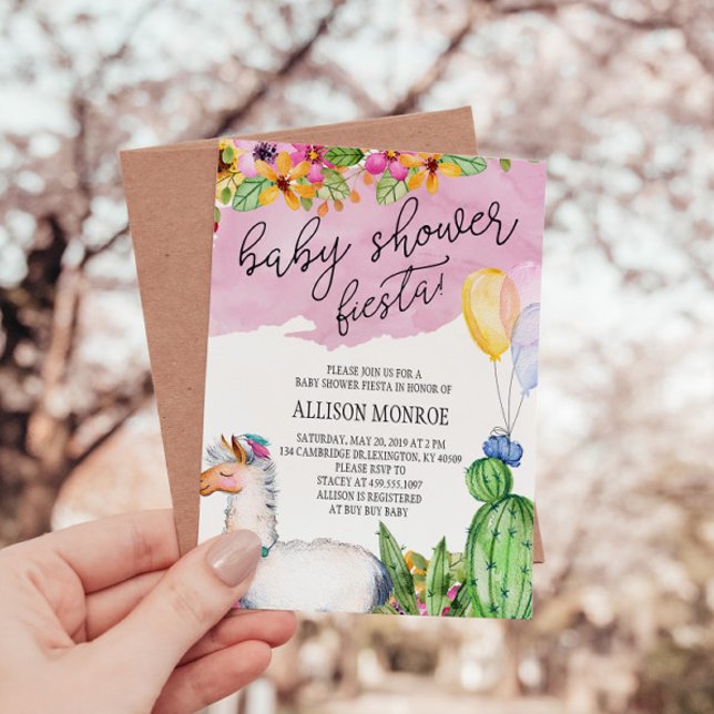 Inbjudan till Llama och Cactus Baby Shower Fiesta (Skapare uppladdad)