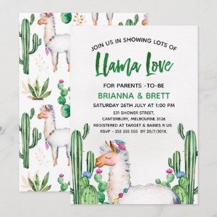 Inbjudan till Llama Watercolor Baby Shower