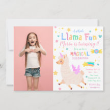 Inbjudan till Llamacorn Magic Photo Birthday
